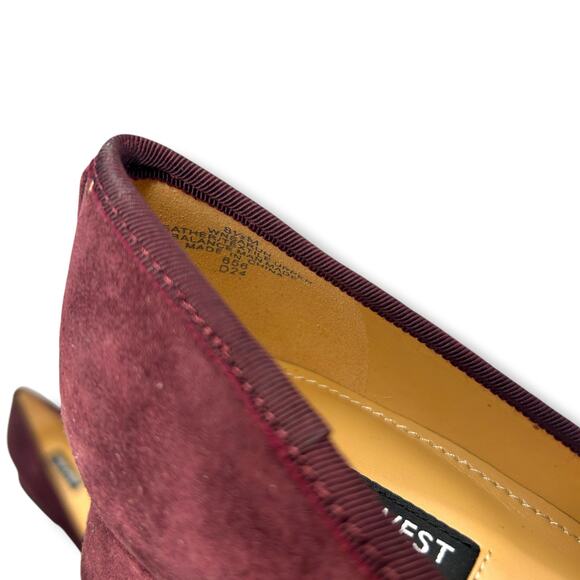 NEW Nine West Dark Red Suede Low Heels Size 8.5 Suedette Maroon Slip On Pumps - Picture 7 of 12
